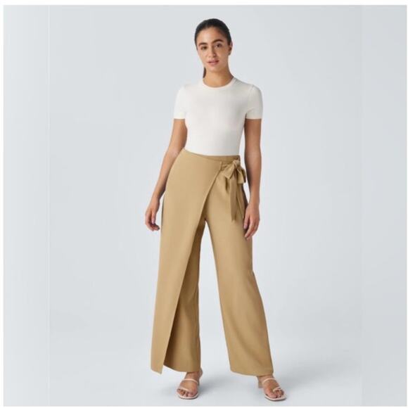 NIP HALARA High Waisted Tie Side Invisible Zipper Wide Leg Work Pants Women's XS - Picture 1 of 10